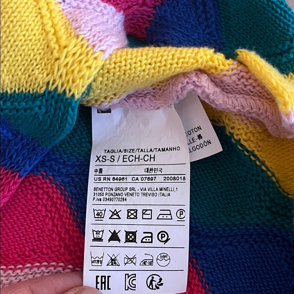United Colors Of Benetton Multicolour Wavy Sweater Brand New XS/S - Picture 8 of 10